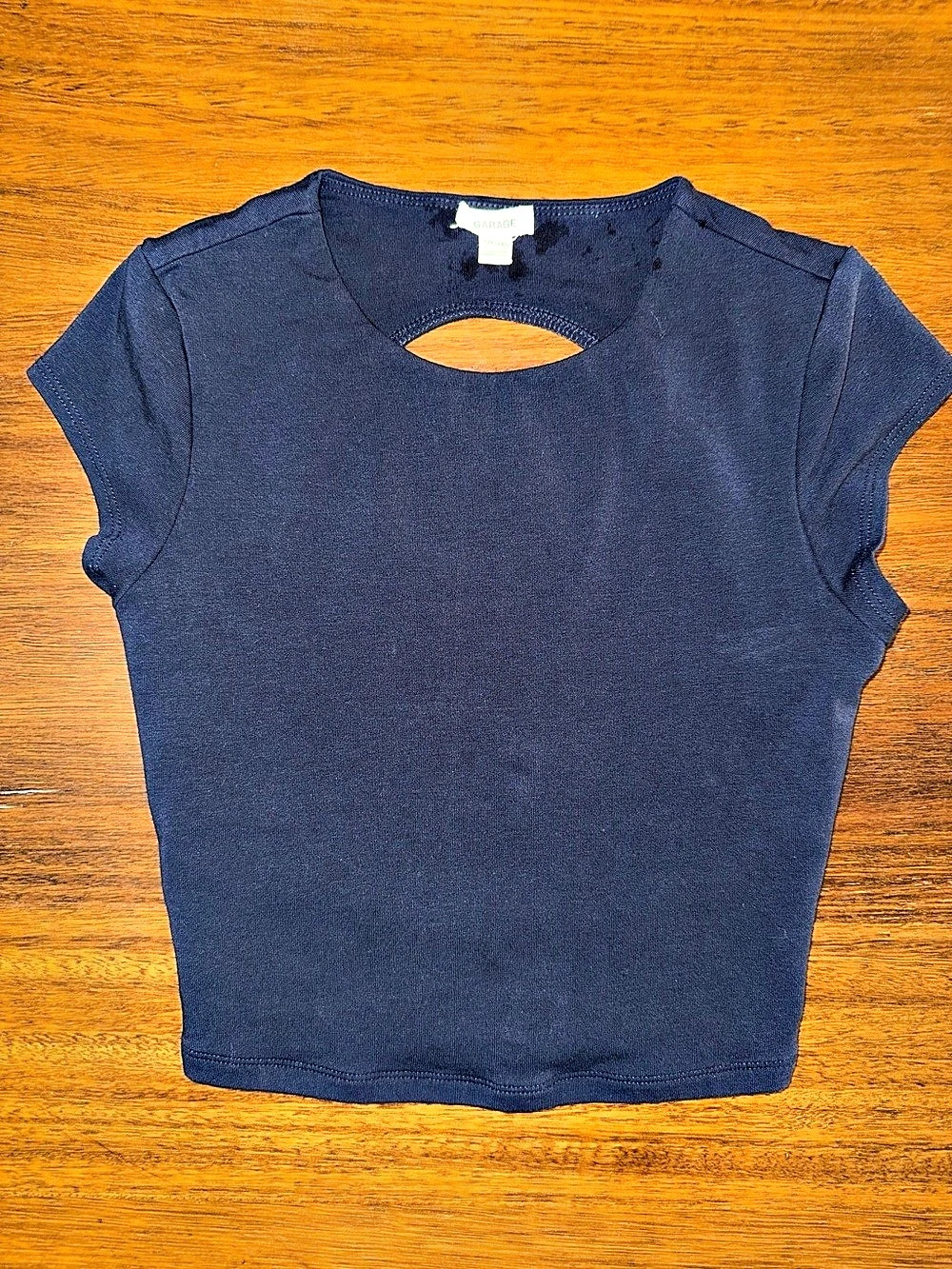 Garage Blue Short Sleeve Cutout Crop Top Size XXS